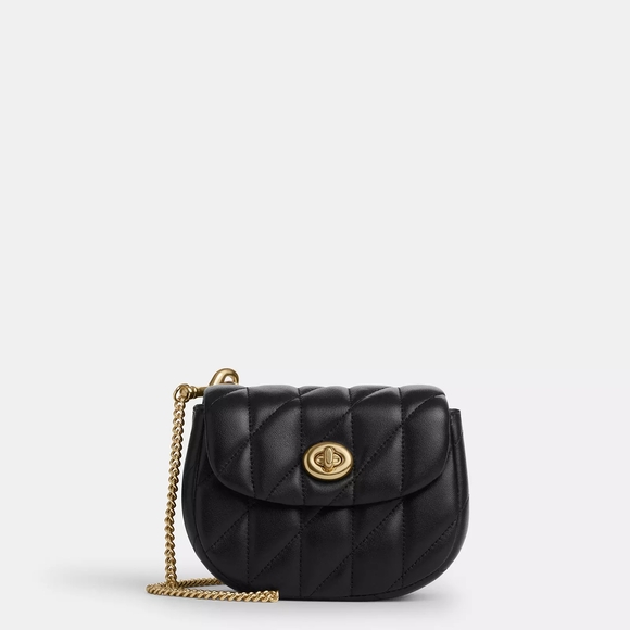 COACH Quilted Nappa Leather Turnlock Card Case- Women's Crossbody Bag- BRAND NEW - Picture 2 of 8